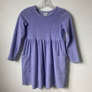 Hanna Andersson Corduroy Pocket Dress Lavender Long Sleeve Girls Size 8